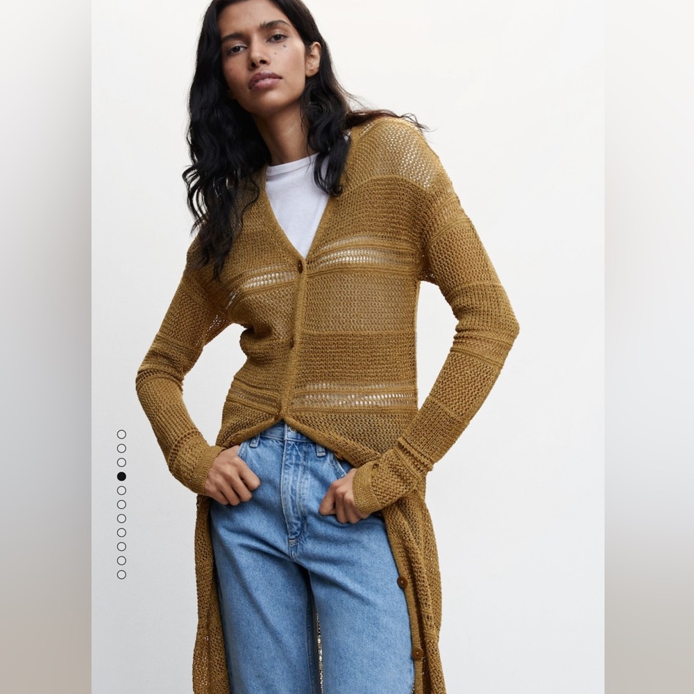 Mango Long Crochet Cardigan